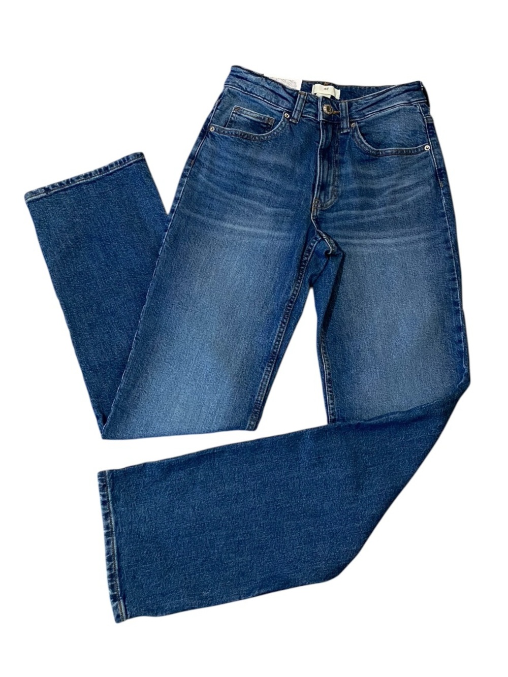 H&M Slim High Waist Full Length Jeans Size 2 NWT Straight Leg Medium Wash Denim